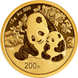 Kaufen Sie die 15 Gramm China Panda Goldmünze 2024 bei Goldwechselhaus